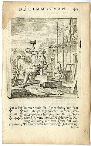 Antique Print-PROFESSION-TIMMERMAN-CARPENTER-Luiken-Clara-c.1700