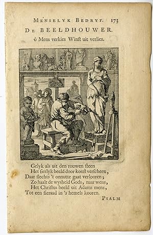 Antique Print-PROFESSION-DE BEELDHOUWER-SCULPTOR-Luiken-Clara-c.1700