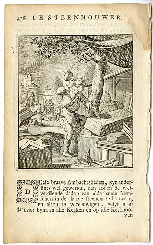 Antique Print-PROFESSION-STEENHOUWER-STONE MASON-SCULPTOR-Luiken-Clara-c.1700