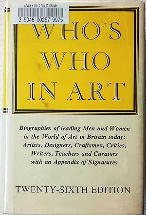 Who's Who in Art, Twenty-Sixth Edition