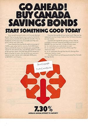 Canada Savings Bonds - Original Advertisement from 1972 - go Ahead Start Something Good Today 7.3 %