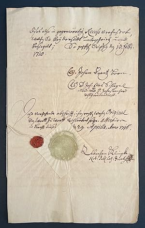 Eigenhändige Abschrift mit Unterschrift eines Kaufvertrages über ein Gut vor den Toren Leipzigs.