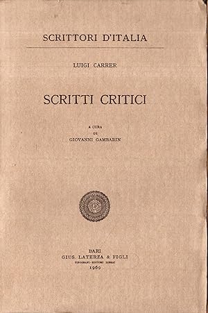 Luigi Carrer: Scritti Critici