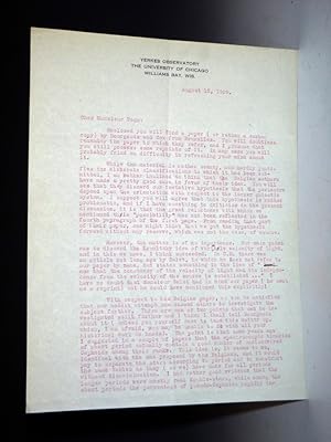 Letter to Alexander Pogo (April 15, 1929) 2 Page, Typed Letter on Yerkes Observatory Letterhead, ...