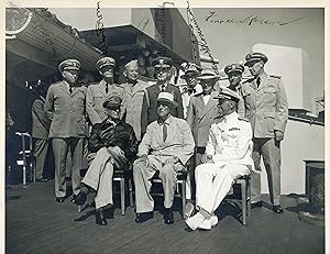 A Second World War image of President Franklin D. Roosevelt aboard a navy cruiser in Honolulu, Ha...