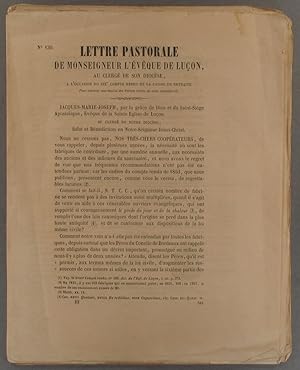 Lettre pastorale de Monseigneur l'évêque de Luçon, au clergé de son diocèse - à l'occasion du XIX...
