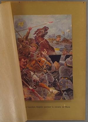 Charge des lanciers anglais à la bataille de Mons. Gravure colorisée extraite de l'histoire illus...