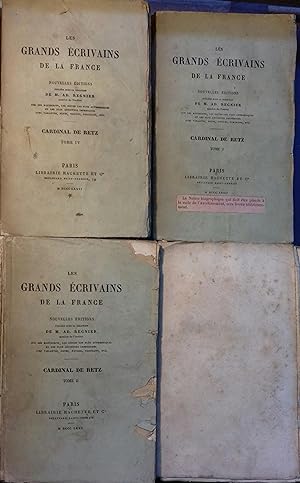 Oeuvres du Cardinal de Retz. 4 premiers volumes seuls. 1872 - 1875 - 1876.