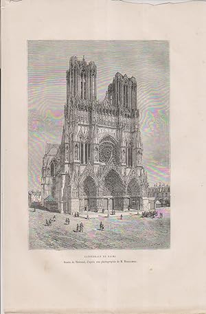 Cathédrale de Reims. Gravure extraite de la Nouvelle géographie universelle d'Elisée Reclus.