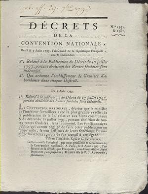Décrets de la Convention nationale 1° : Relatif à la publication du décret du 27 juillet 1793, po...