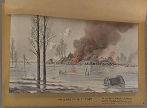 Noyades de Nieuport. Gravure colorisée extraite de l'histoire illustrée de la guerre du droit, d'...