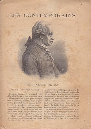 Kant, philosophe (1724-1804). Biographie par Jules Lelorrain, accompagnée d'un portrait. Fin XIXe...