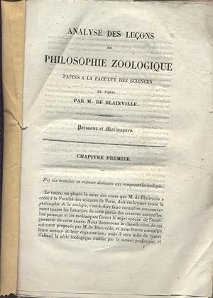 Analyse des leçons de philosophie zoologique faites à la faculté des sciences : Poissons et mollu...
