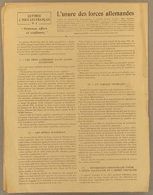Lettres à tous les Français N° 4. L'usure des forces allemandes, par Ernest Lavisse. Janvier 1916.