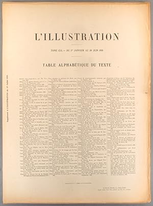 Table alphabétique de la revue L'Illustration. 1918, premier semestre. Tome CXLVII : janvier à ju...