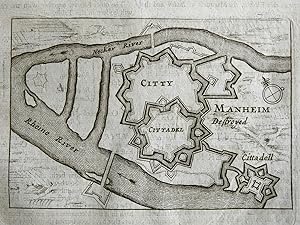 Mannheim Germany Holy Roman Empire fortifications 1700's engraved city plan