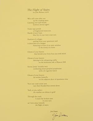 The Flight of Stairs for John Wieners 1/6/99 (Signed Broadside)