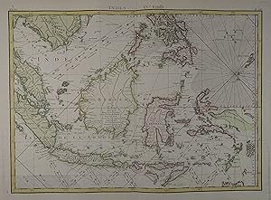 Indes. IVe Feuille. D 26. Grenzkolorierte Kupferstich-Karte n. Rigobert Bonne aus "Atlas Moderne ...
