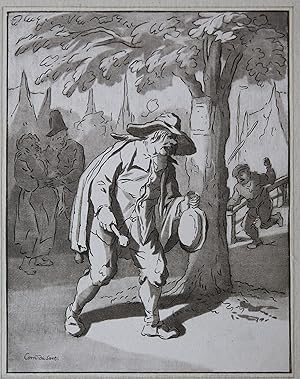 Aquatint/Print: Town crier/De Stadsomroeper.