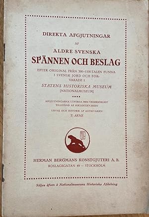 [Catalogue] Direkta Afgjutningar af Aldre Svenska Spännen och Beslag (.) Statens Historiska Museu...