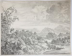 Antique print, etching I Landscape: view of the Rhine, published ca. 1624-1661, 1 p.