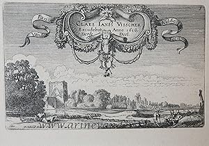 [Antique etching, ets, landscape print] J. v.d. Velde II, Title page of part 3 of the set of Land...