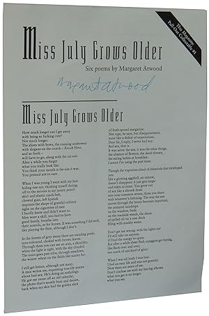 Miss July Grows Older: Six Poems by Margaret Atwood. This Magazine Pull-Out Collectable #1