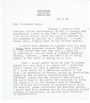 THE INVESTIGATIVE JOURNALIST GEORGE SELDES WRITES TO EDUCATOR HAROLD RUGG CONCERNING THE POSSIBIL...