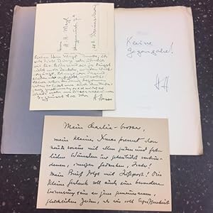 GLUCK [Initialed, With signed postcard and letter by Hesse]