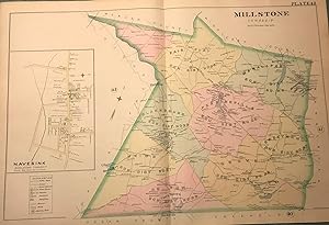 MILLSTONE TOWNSHIP/NAVESINK (MIDDLETOWN TOWNSHIP) NJ MAP. FROM WOLVERTON'S "ATLAS OF MONMOUTH COU...