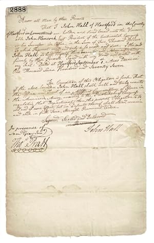 One-page bond of office for the position of Assistant Commissary of Issues in the American Army