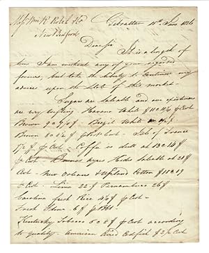 Two-page autograph letter signed to Rotch & Co. of New Bedford, from Horatio Sprague