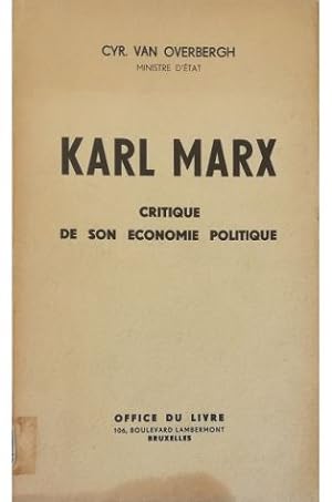 Karl Marx Critique de son économie politique
