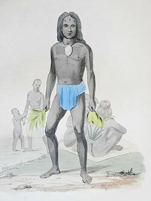 People of Tilcopia Polynesia Portrait 1855 Bailliere scarce ethnographic print
