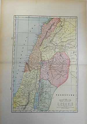 Holy Land Palestine Israel Jerusalem 1903 double page color lithograph map