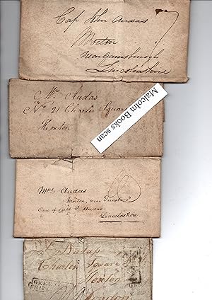4 envelope/ letters New York to England, Elizabeth Heaton U.S to brother Captain John Audas, Mort...