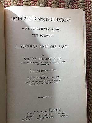 READINGS in ANCIENT HISTORY: Illustrative Extracts from the Sources. GREECE and the EAST
