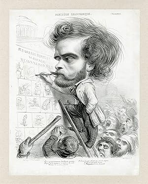 "Benjamin ROUBAUD par lui-même" Caricature originale entoilée 1842