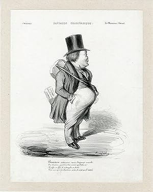 "Auguste-Mathieu PANSERON" Caricature originale entoilée BENJAMIN (ROUBAUD) 1840