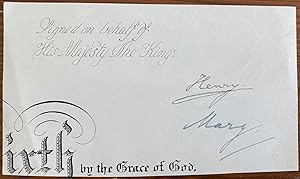Signature of Henry Charles George, Viscount Lascelles and Princess Mary, Princess Royal and Count...