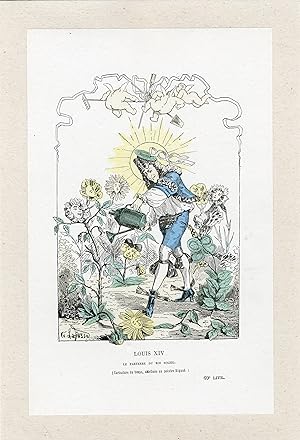 "LOUIS XIV par Georges LAFOSSE" Caricature originale entoilée 1872