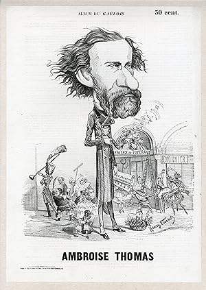 "Ambroise THOMAS par Henry FUSINO" Caricature originale entoilée (vers 1860)