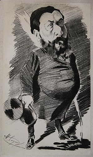 "Léo DELIBES (LAKMÉ) par Manuel LUQUE" Caricature originale entoilée 1883