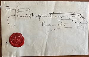 Signature of Frederick William Nicholas Charles, Crown Prince of Prussia on a partial pice of pap...