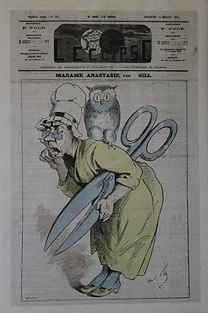 "MADAME ANASTASIE par André GILL" Couverture originale entoilée L'ECLIPSE 19/07/1874