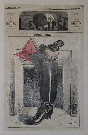 "Henri ROCHEFORT par André GILL" Couverture originale entoilée L'ECLIPSE 1869