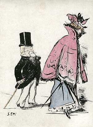 "SEM : COUPLE de MARSEILLE non identifié" Litho originale entoilée 1899
