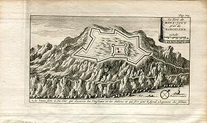 Le fort de Mont-Jouy près de Barcelona. Grabado por Pieter van der Aa en 1707