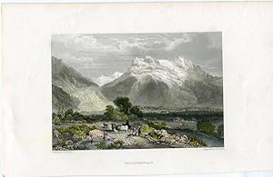 Suiza. Grindenwalld grabado por E. Finden de un dibujo de J.S. Cooper