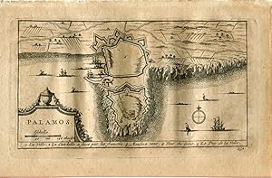 Gerona. Plano de Palamós. Grabado por Pieter van der Aa en 1707